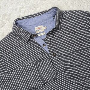 Faherty‎ Mens Striped Soft Knit Polo Shirt Long Sleeve Size M Coastal Casual